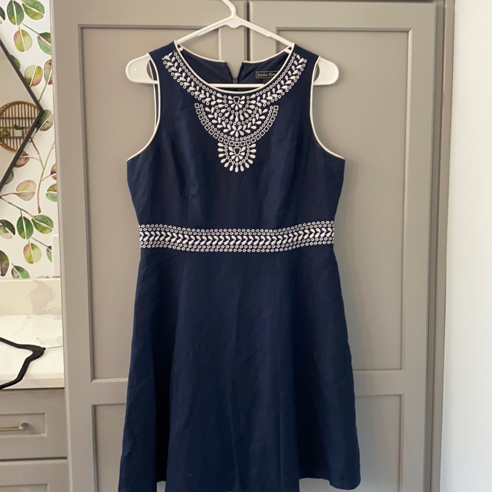 Navy blue and white detail dress size 10p